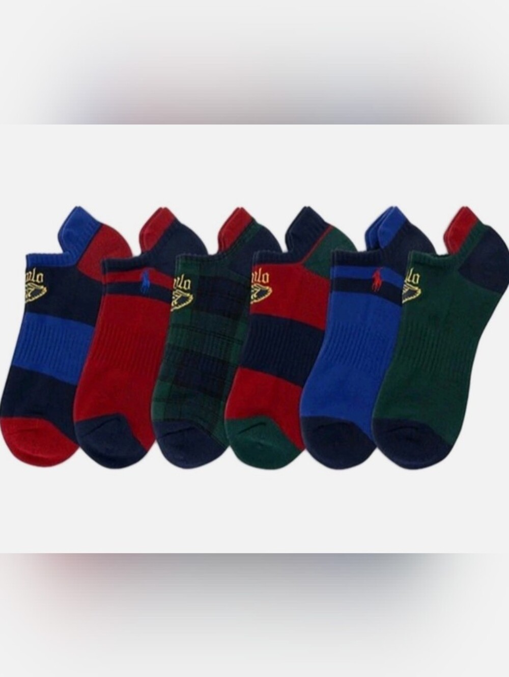 POLO Ralph Lauren Winged Foot Pony Low-Cut Socks 6-Pack NWT